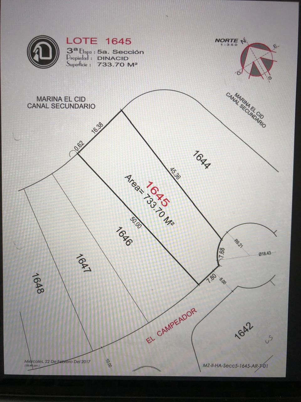 LOTE EN VENTA EN MARINA EL CID